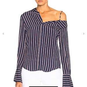 Nicholas silk blend off shoulder shirt 4